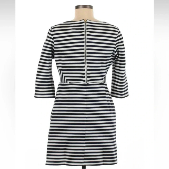 Anthropologie Tabitha Marin Dress Navy Stripe Stretch Pockets Zip Size 10 - Picture 3 of 3